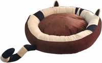 Mellifluous Small Size Cat Ears Pet Bed, Brown-Cream 