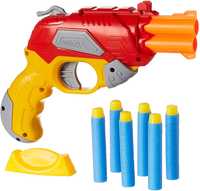 Amazon Brand - Jam & Honey Fire Blaster Toy Gun, Red, with Soft Foam Bullets and Target board