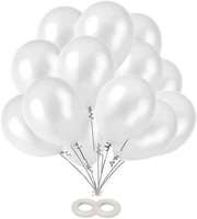 AMFIN White Metallic Balloons for Birthday Decoration (10 Inch) - Pack Of 50