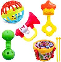 Jack Royal Rattle Set Toddlers, Infants - Colorful Baby Concert Set Rattles 5 PCS Teether Drum Set