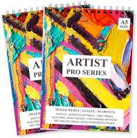 PRINTELLIGENT Artists Sketch Book Drawing Book (100 Sheets, 200 Pages) Perforated 140 GSM Craft Book (A5 Size - Pack of 2)