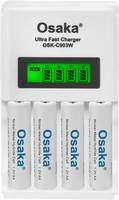 OSAKA HR06 3000mAh AA Ni-Mh Rechargeable Batteries 4 Pieces with OSK-C903W Battery Charger Set