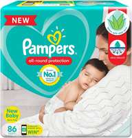 Pampers All round Protection Pants, New Born, Extra Small size baby diapers (NB/XS), 86 Count