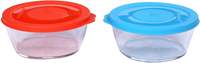 Signoraware Crystal Round Medium Container Set with Seal, 600ml, Set of 2, Multicolour

