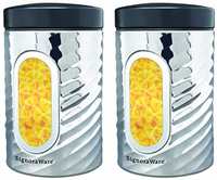 Signoraware Modular Steel Container (Window Round) Mirror,Set of 2, 550ml+550ml, Silver