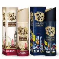 SET WET Global Edition London Luxury and New York Nights Perfume Body Spray - For Men  (240 ml, Pack of 2)