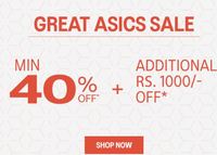 Great Asics Sale Minimum 40% Off + Additional Rs.1000 Off