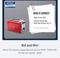 Flipkart Bid And Win KENT Products For Rs.1 