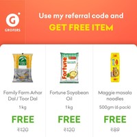 Grofers New User : Get Free Products On Signup Using Refer & Earn Link ( 1 Coin For Referral User)
