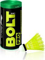 LI-NING Bolt Pro (3 in 1) Nylon Shuttle - Yellow  (Medium Slow, 76, Pack of 3)