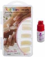 VULPIX Reusable Acrylic Artificial Nails with Glue White  (Pack of 100)