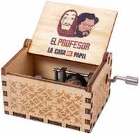 EITHEO Wooden Hand Cranked Collectible Engraved Money Heist Music Box (Bella Ciao Music) OAIFM- F  (Brown)