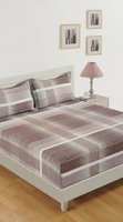 SWAYAM 160 TC Cotton Double Striped Bedsheet  (Pack of 1, Brown)
