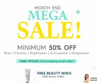 Clovia Month End Mega Sale Min 50% off  Upto 81% Off + Free Beauty Mini With Every Order | Free Shipping + Mobikwik Offer