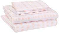 AmazonBasics Kid's Sheet Set - Soft, Easy-Wash Microfiber - Queen, Pink Dotted Stripes - with 2 pillow covers