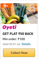 Amazon: Flat 50 Cashback On 100 On Oyeti Store