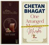 Binge Gifts for Him/Her - One Arranged Murder by Chetan Bhagat + Cadbury Bournville Rich Cocoa 70% Dark Chocolate Bar, 3 x 80 g