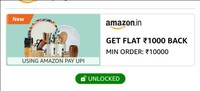 Send Money Rs 1 Via Upi and Win ₹1000 Cashback on Purchase of ₹10000 on Amazon 