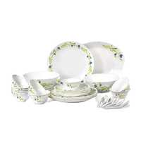 Cello Imperial Amazon Creeper Opalware Dinner Set, 33 Pieces, White

