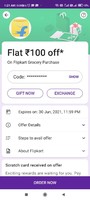 PhonePe send money and get flipkart grocery 100 off coupon