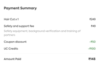 Safe & FREE hair cut with extra 352 rupees in slice card