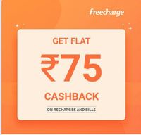 Freecharge User Specific 100% casback up to 75 on recharge and bill payment