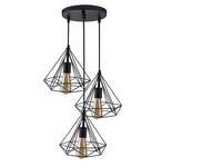 Lexton 60 Watt 3 Diamond Cluster Pendant Light (Black, Pack of 1), Standard, Multicolor (Lex-Pendant/60w)