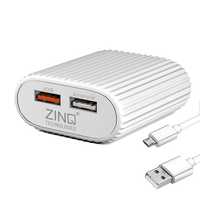Zinq Technologies 2A Dual Port Mobile Charger for Android and iOS Devices, BIS Certified, Cable Included (White)


