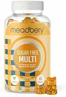 Meadbery Sugar Free Multivitamin Vegetarian Gummies for Kids, Men & Women with Biotin, Iodine & Essential Vitamins B; C; D; E; B12; B6 For Overall Growth, Development & Immunity, 45 Gummy Bears