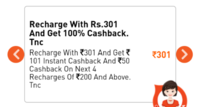 101 Cashback on Dishtv Recharge of 301 {User Specific}