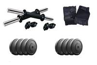 Aurion Home Gym Weight Lifting Pack 18 Kg with Genuine Leather Gym Gloves