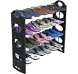 BigKart Multipurpose Foldable Shoe Rack Cabinet Organiser 4 Shelves, Black (Iron and Plastic)
