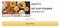 Prime Only - Get Flat ₹120 Back Min Order: ₹400 On Amazon Food Till 24 June
