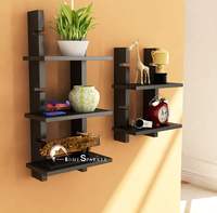 Home Sparkle Wooden Ladder Shelf (Black) @ 1085