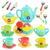 Cable World Plastic Tea Party Pretend Play Kitchen Set with Food Toy for Kids (