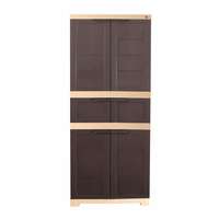 Cello Novelty Triplex Plastic Cupboard with 4 Shelves(Brown and Beige), 57.57 * 13.8 * 24.34 inch (CLO_NV_TRPCUP_BRWNBG