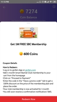 Get 1 month grofers sbc membership for 600 gaana coins