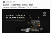 (User Specific) Earn Rs. 100-10000 assured Cashback on Paying Credit Card Bill on CRED.
