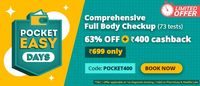 Get 100% cashback up to ₹400 on Labs on Min.299 | Working for most Tests