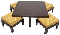 ARRA Trendy Coffee Table with Four Stool (Matt Finish, Ochre)

