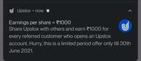 Upstox: Get Rs.1000 in your bank account per referral