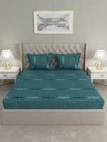 Raymond Home 104 TC Cotton Double Geometric Bedsheet  (Pack of 1, Blue)