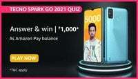 Amazon Tecno Spark Go 2021 Quiz Answer & Win ₹1000 Pay Balance 