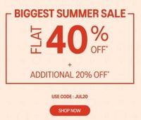 Asics Biggest Summer Sale Flat 40%  + Extra 20% off 
