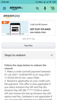Amazon:  Flat 25 Cashback On Credit Card Bill min 300 ( Send money Offer)