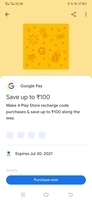 Google Pay : Get 30-100 Cashback On Google Play Recharge on 4 Recharge 50 Each