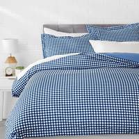 AmazonBasics Microfiber 3-Piece Quilt/Duvet/Comforter Cover Set - Queen, Gingham Plaid - with 2 pillow covers
