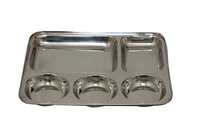 Star Classic Dinner/Lunch/Breackfast Bhojan Thali/ Plates Stainless Steel, 3 Round 2 Rectangle compartments Extra deep in 1 II Kitchen Dinnerware & with Beautiful Mirror Finishing, Heavy Gauge (2)

