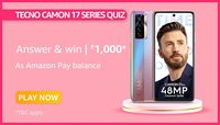 Amazon Prime Day Games | Smartphones - Tecno Camon 17 Series Quiz Answer & Win ₹1000 Pay Balance 