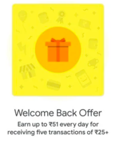 Google Pay Merchant Welcome Back Offer (User Specific)